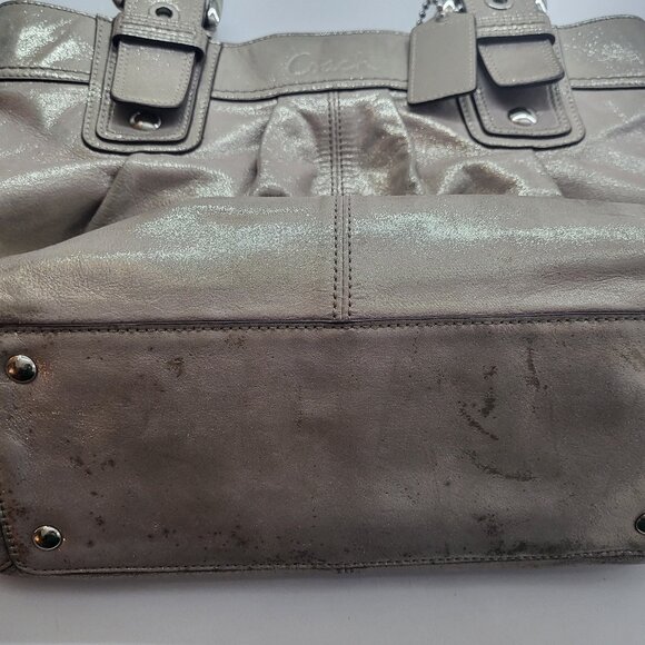 Coach F15045 Soho Pleated Large Shoulder Tote Bag & Wallet in Pewter Metallic - Picture 6 of 11